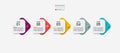 Five boxes square with rounded corners design of vector use describe various work processes and plans