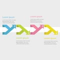 Infographic five step with ribbon up down arrow dashed circle and text. Template. Timeline Flat design.