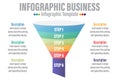 Infographic funnel block chart concept for slide presentation with six 6 Steps, six 6 option, Six 6 point list and funnels shape Royalty Free Stock Photo