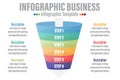 Infographic funnel block chart concept for slide presentation with six 6 Steps, six 6 option, Six 6 point list and funnels shape Royalty Free Stock Photo
