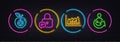 Infographic graph, Lock and Medical food minimal line icons. For web application, printing. Neon laser 3d lights Vector