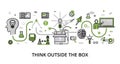Infographic greenery Think Outside the Box concept, modern flat thin line design vector illustration