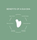 Benefits of a gua sha facial massage. Infographic poster.