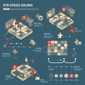 Infographic illustrating strategy-solving processes with puzzle-themed elements. Royalty Free Stock Photo