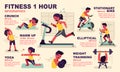 Infographic illustration: Cardio and Workout 1 hour Royalty Free Stock Photo