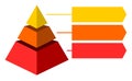 Pyramid shape made of three layers for presenting business ideas or disparity and statistical data