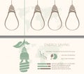 Infographic of incandescent light bulb and energy saving light