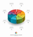 Infographic isometric puzzle circular template. Cycle diagram with 8 steps, pieces, parts.