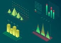 Infographic isometric vector graph elements. Data and business financial diagrams graphs. Statistic data. Template for Royalty Free Stock Photo