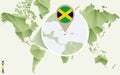 Infographic for Jamaica, detailed map of Jamaica with flag