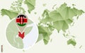 Infographic for Kenya, detailed map of Kenya with flag