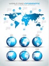 Infographic layout template with world maps.