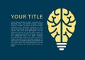 Infographic with light bulb and brain as template for topics e-learning, machine learning, design thinking