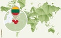 Infographic for Lithuania, detailed map of Lithuania with flag