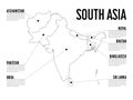 Infographic map of South Asia. Modern template with text in black and white. Vector illustration