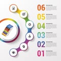 Infographic. Modern design template with books. Colorful circle Royalty Free Stock Photo