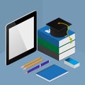 Infographic online education concept in isometric style Royalty Free Stock Photo