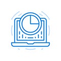 Infographic online statistics vector line icon. Business data and growth progress fluctuations.