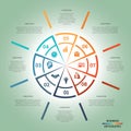 Infographic Pie chart template colourful circle eight positions