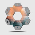 Infographic poligonal elements, 6 hexagons