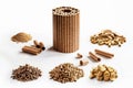 Infographic of Premium vs Standard Wood Pellets with Icons and Charts for Educational Use Royalty Free Stock Photo