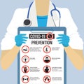 Infographic of prevention coronavirus banner template. Wash hands, avoid touching face, disinfect and stay home Royalty Free Stock Photo