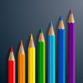 Infographic rainbow color pencils with realistic Royalty Free Stock Photo