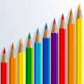 Infographic rainbow color pencils with realistic Royalty Free Stock Photo