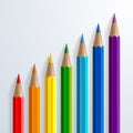 Infographic rainbow color pencils with realistic Royalty Free Stock Photo