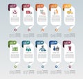 Infographic Recycling template. Icons in different colors. Include Recycling, Trash Container, Burnable Trash, Oversized Garbage