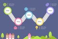Infographic Roadmap Illustration with Wavy Path Design and Colorful Timeline Steps Royalty Free Stock Photo
