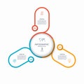 Infographic round chart with 3 steps, parts, options, processes. Vector cycle diagram with thin line icons.