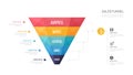 Infographic Sales funnel diagram template for business. geometric Timeline 5 step level, digital marketing data, presentation