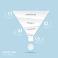 Infographic Sales funnel paper diagram template for business.Timeline 4 step, presentation vector infographics