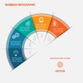 Infographic semicircle with text areas on five positions