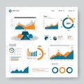 Infographic showcasing various data visualization elements like line graphs, bar