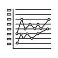 Infographic stacked marketed line black icon. Record keeping concept. Visual comparison of data. Sign for web page, mobile app,