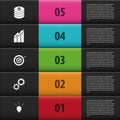 Infographic step up numbered options. black stairs