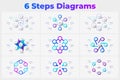 Infographic with 6 steps, six step diagram template for presentation, circular process chart, workflow cycle visualization for Royalty Free Stock Photo