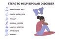 Infographic steps to help bipolar disorder mental health disease