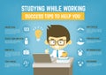 Infographic about success tips for studying while working