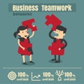 Infographic teamwork Jigsaw success Business on white background