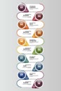 Infographic Teamwork template. Icons in different colors. Include Teamwork, Trust, Vision, Planning and others