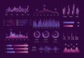 Infographic technology UI interface. Network management data screen, charts, diagrams for presentation. User interface template