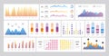 Infographic technology UI interface. Network management data screen with charts, diagrams steps, options for presentation Royalty Free Stock Photo