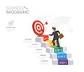 Infographic template for business. 5 Steps Target diagram businessman with staircase, presentation vector infographic Royalty Free Stock Photo