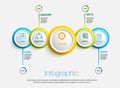 Infographic template for 5 circle and percentage