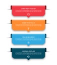 Infographic template with 4 colorful arrows, labels, tags