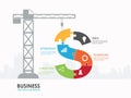 Infographic Template with construction tower crane jigsaw banner. Royalty Free Stock Photo