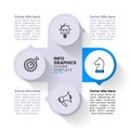 Infographic template. Cross with blue buttons and 4 steps